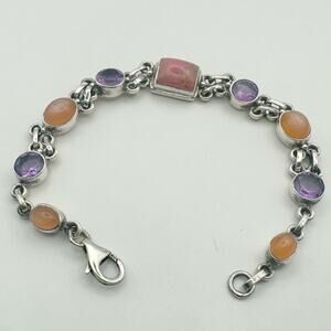 Nicky Butler 925 Sterling Silver Pink Opal Amethyst Honey Moonstone Bracelet NB